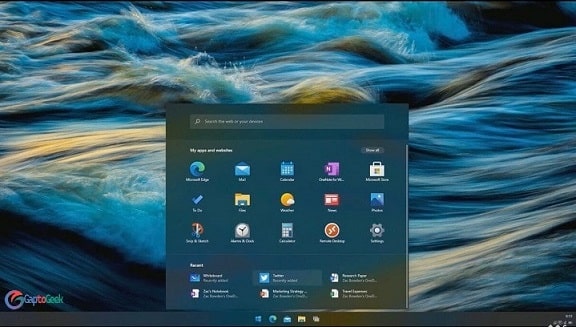 Tampilan Start menu Windows 10X | Gaptogeek